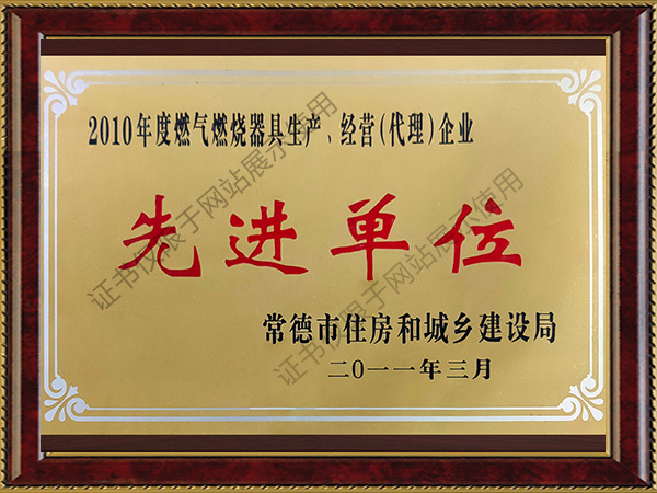 2010年度燃?xì)馊紵骶呱a(chǎn)、經(jīng)營(yíng)（代理）企業(yè)先進(jìn)單位